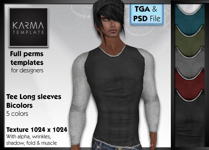 Karma Template - PSD & TGA - Baseball T-Shirt - 5 Colors