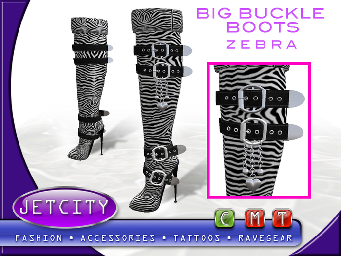JETCITY - Big Buckle Boots-Zebra