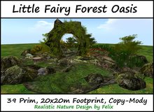 little fairy forest oasis ( for cave forest landscaping grotto waterfall garden tree plant mushroom butterfly flower )