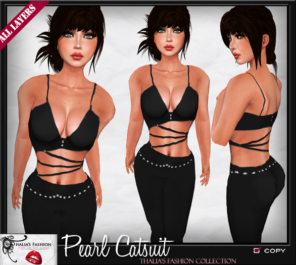 Thalia's Fashion: Pearl Catsuit - Black