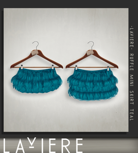 -LaViere- Ruffle Mini Skirt Teal