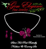 Gem Elegance Hot Pink Diamonds Butterfly Necklace & Earring Set