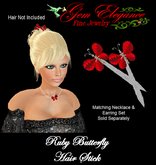 Gem Elegance Butterfly Hair Stick - Ruby