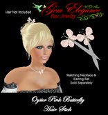 Gem Elegance Butterfly Hair Stick - Oyster Pink Diamonds