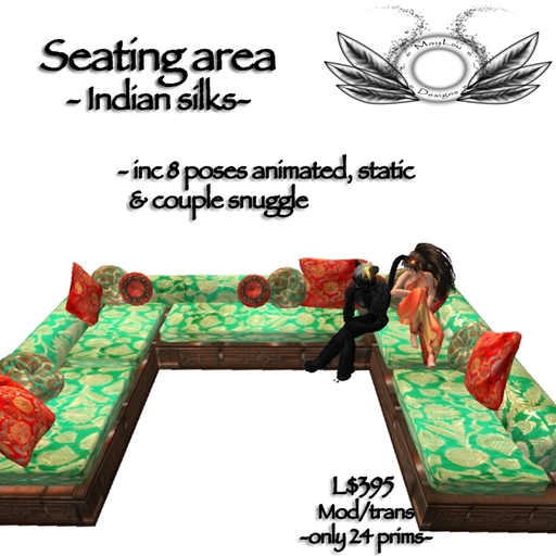 Indian seating area - stunning silk fabrics