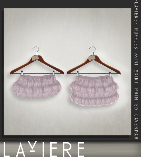 -LaViere- Ruffles Mini Skirt Printed Lavendar