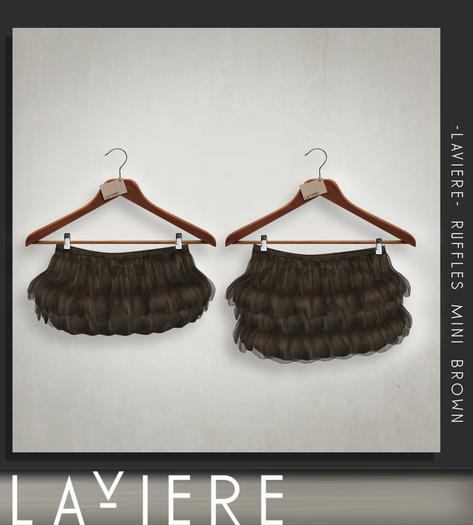 -LaViere- Ruffles Mini Skirt Brown