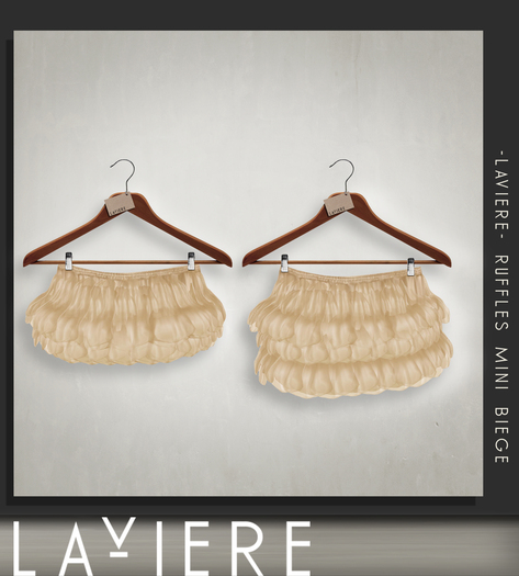 -LaViere- Ruffles Mini Skirt Beige