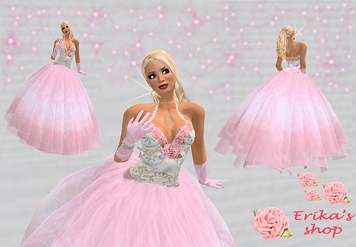 Pink gown with roses