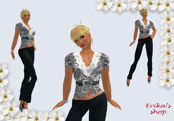 Lace shirt and black pants