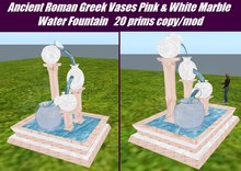 Ancient Roman Greek Pink & White Marble Vases Water Fountain (boxed)
