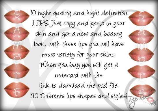 RipRock - 10 Natural Lips for skins creator, Add-on, psd files