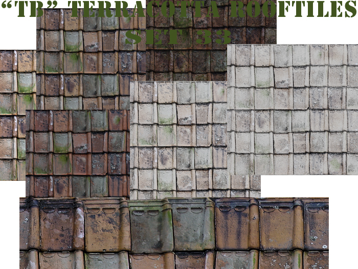 Twice Baked seamless 14 seamless terracotta rooftiles textures with great 3D effect set 33