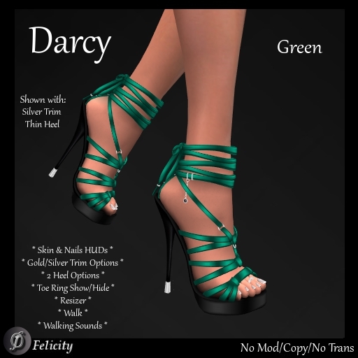 *Felicity* Darcy Stilettos - Green High Heels Strappy Sandals (Shoes with 2 Heel Sizes)
