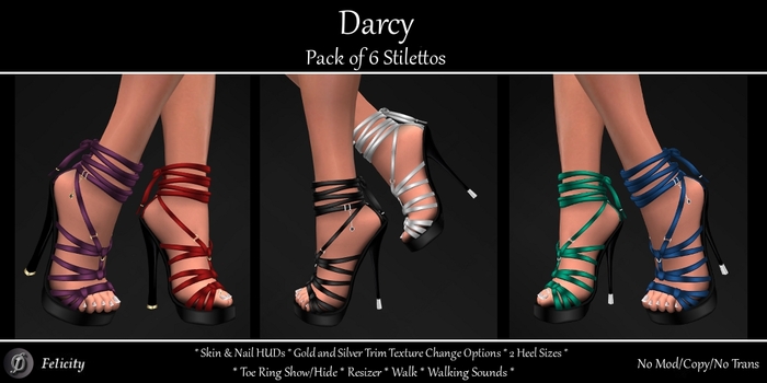 *Felicity* Darcy Stilettos - Pack of 6 High Heels Stilettos (Strappy Shoes with 2 Heel Sizes)