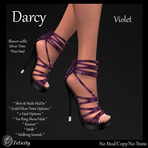 *Felicity* Darcy Stilettos - Violet High Heels Strappy Sandals (Shoes with 2 Heel Sizes)