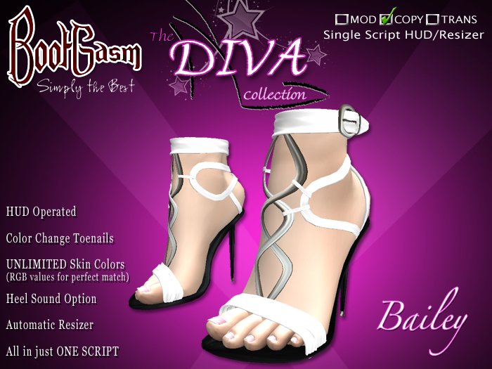 Bootgasm Diva Bailey White High Heels w/ Toes