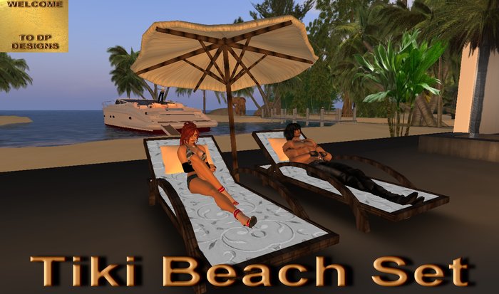 Tiki Beach Set  with light  total 18 prims