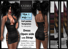 Karma Template - PSD & TGA - Dress Open Side with leather Straps - 6 Colors - High detailled Texture 1024 px