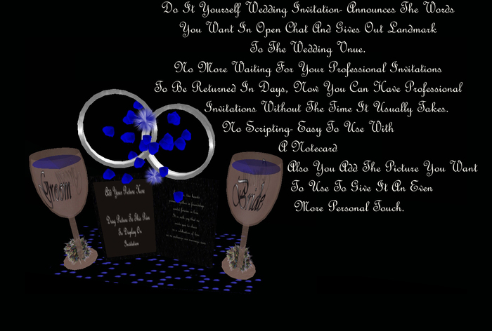 *DIY* Silver Rings In Blue Wedding Invitation *CHB*