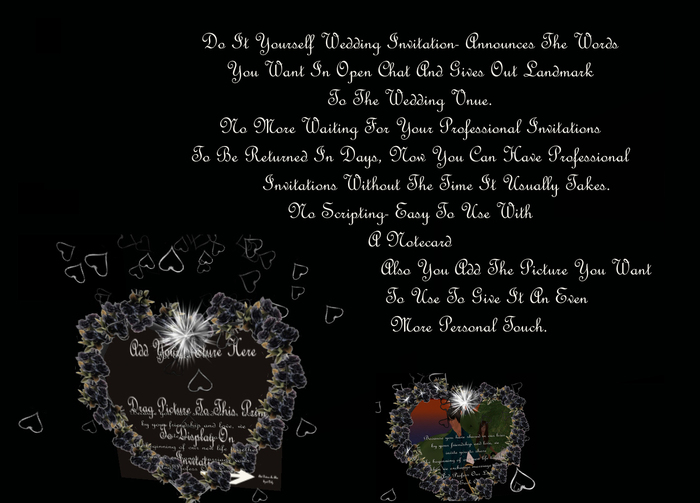 *DIY* Scrolling Hearts Black Rose Wedding Invitation *CHB*