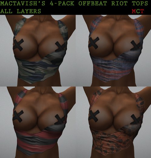 Mactavish's 4-Pack Off Beat Riot Tops