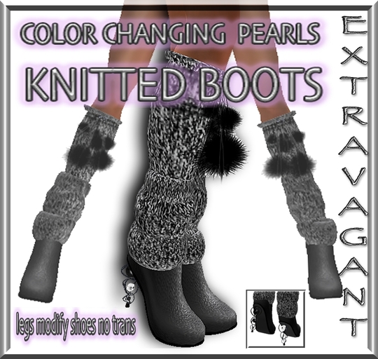 EXTRAVAGANT KNITTED BOOTS BLACK WHITE salt and pepper