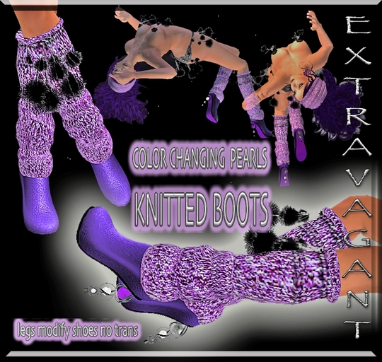 EXTRAVAGANT KNITTED BOOTS PURPLE