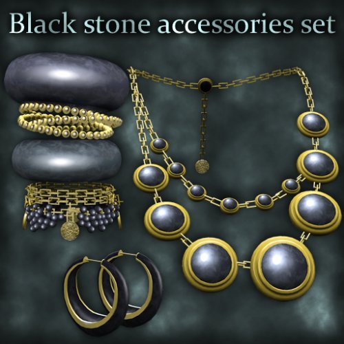 Black stone accessories set