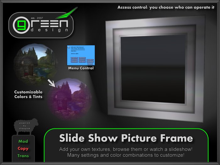 ●GD● Slide Show Picture Frame [Tintable Multi Color, Slideshow] Many customizable options, Photo Screen Texture Monitor