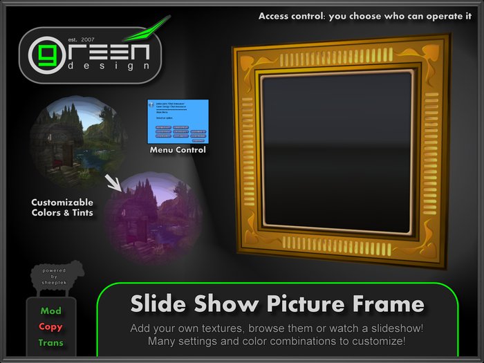 ●GD● Slide Show Picture Frame [Tintable Multi Color, Slideshow] Many customizable options, Photo Screen Texture Monitor
