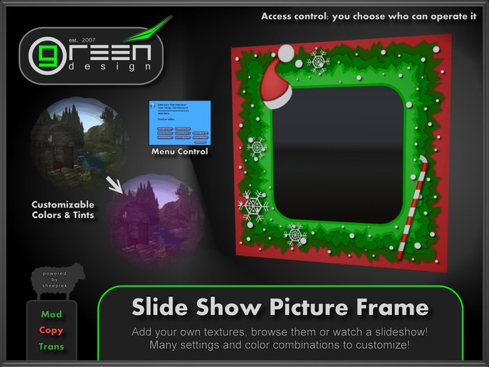 ●GD● Slide Show Picture Frame [Tintable Multi Color, Slideshow] Many customizable options, Screen Christmas Xmas Monitor