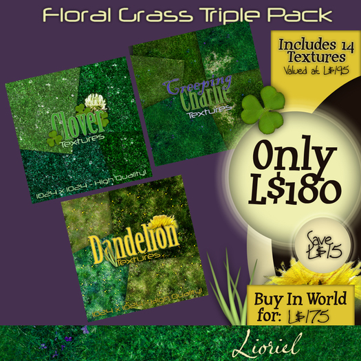 Triple Pack - 14 Textures - Dandelion, Clover, Creeping Charlie