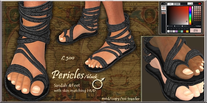 Sandals & Feet Pericles / black leather