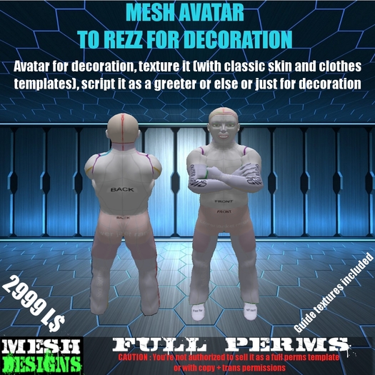 Mesh Male avatar modern security guard pose (full perms)