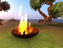 Red Firebowl, golden glow fire, copy&mod