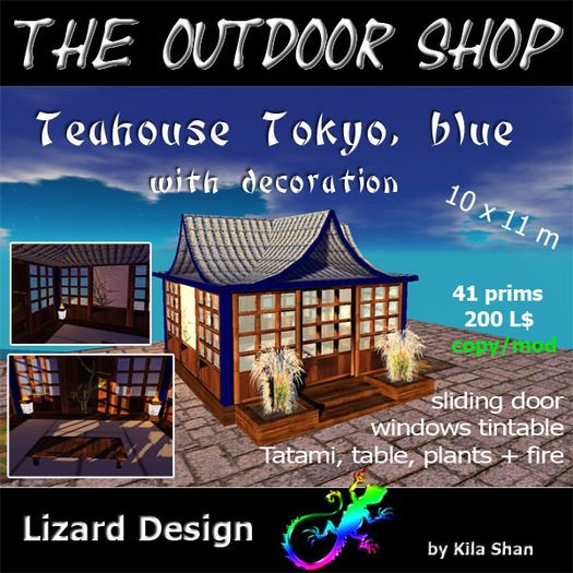 Teahouse Tokyo blue with decoration