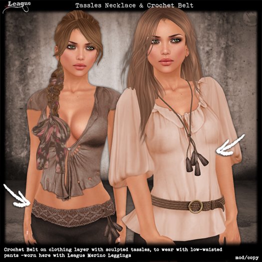 *League* Tassles Necklace & Crochet Belt