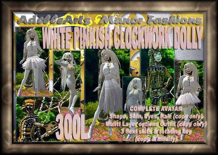 AdelleArts White Pinkish Clockwork Dolly Avatar & Outfit