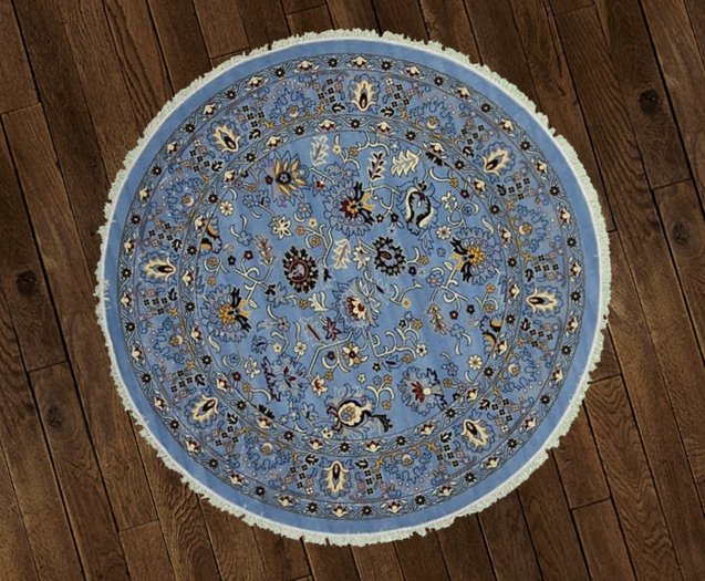 +GB+ RUG Round Pale Blue Persian Fringed Box