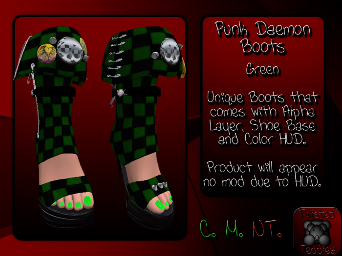{T.t} Punk Daemon Boots - Green