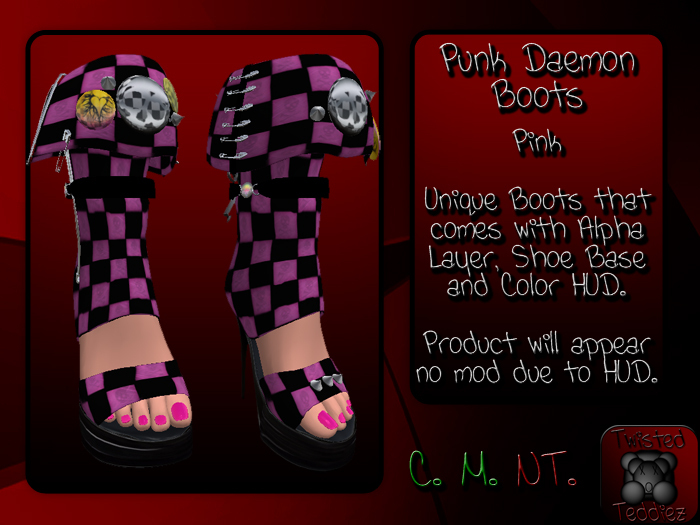 {T.t} Punk Daemon Boots - Pink