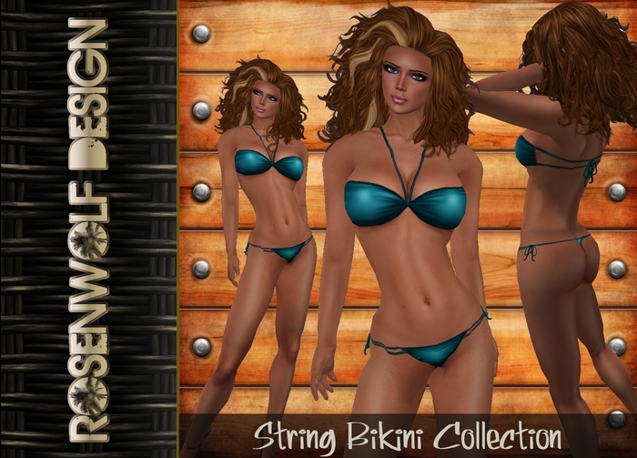 NEW Rosenwolf Design Gathered Thong Bikini - Deep Teal