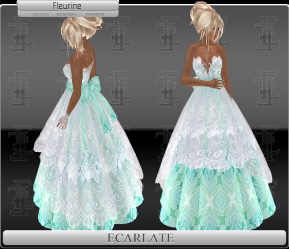 Ecarlate - Dress Green/Blue / Robe Verte/Bleu - Fleurine Droite