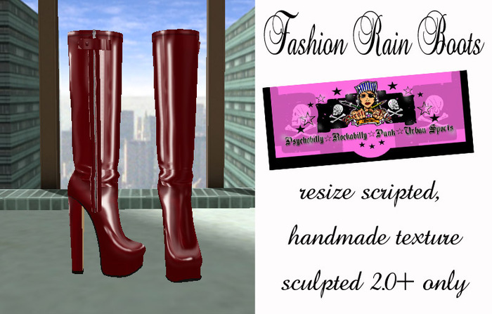 =PIA= Box Fashion Rain Boots -bordeau-