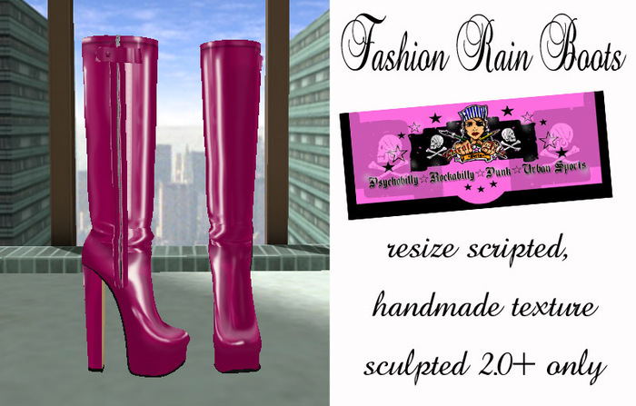 =PIA= Box Fashion Rain Boots -pink-