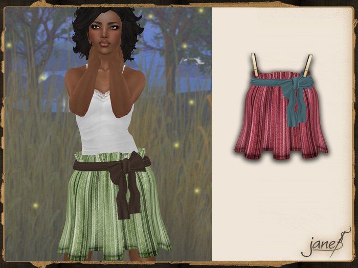 JANE - tied ticking skirt.strawberry