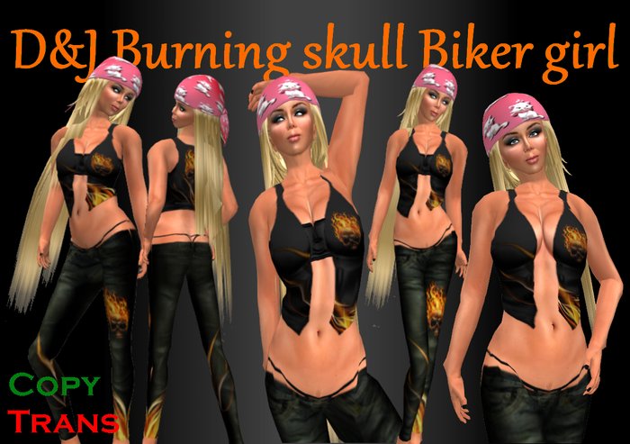 D&J Burning Skull Biker Girl (boxed)