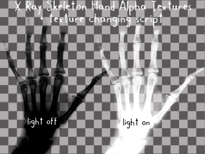 FULL PERM X Ray Skeleton Hand Alpha Textures 2 + Script