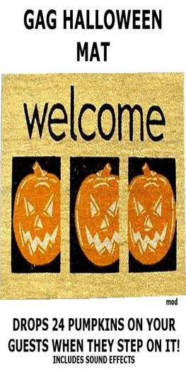 * Halloween Deal * Gag Halloween Mat Rains Pumpkins on Guests 